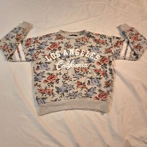 Women's Papaya Black Label Floral Los Angeles Crewneck Sweatshirt, Size S